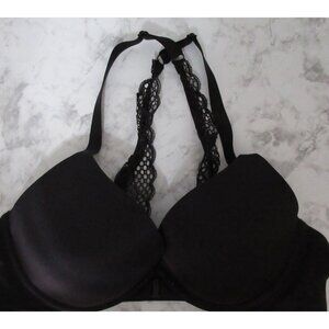 Ambrielle Bra 40C Black Plunge Front Closure Strappy Underwire Padded